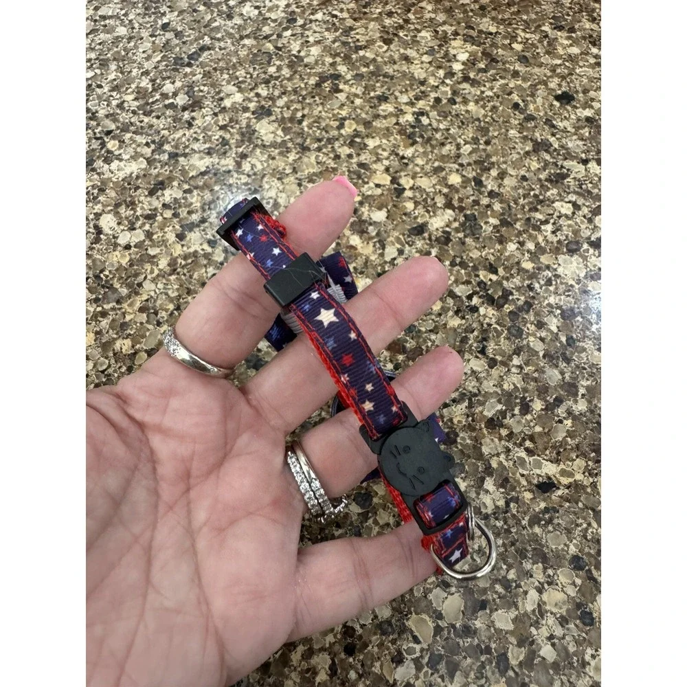 Cat‎ Collar Breakaway with Bell and Bow Tie Red White Blue Adjustable Kitten